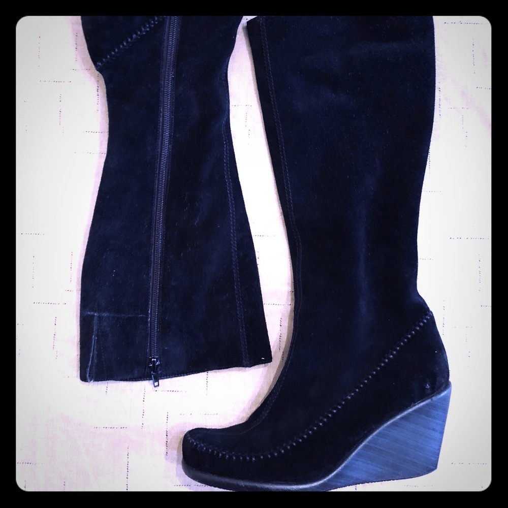 Black Aerosole suede wedge boots. Worn once